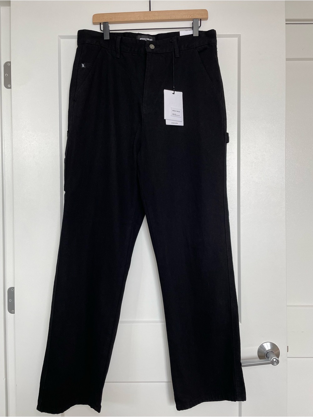 Broken Threads Baggy Carpenter Jeans Black Wide Leg Workwear Men’s 32